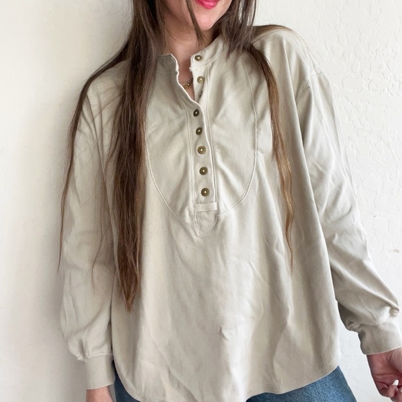 We The Free Beige Tan Pullover Henley - Picture 1 of 8